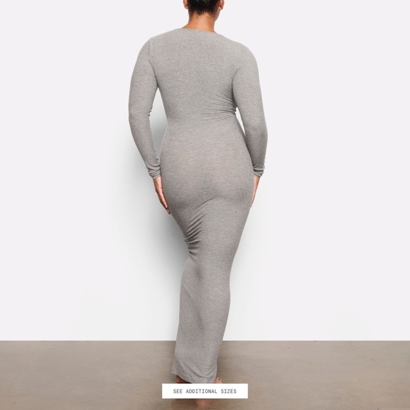 SKIMS NWT Soft Lounge Long Sleeve Dress - Heather Grey - Size 2X - Picture 4 of 16